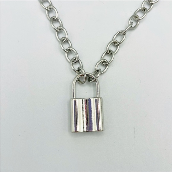 Stainless Steel Lock Necklace - Picture 4 of 9